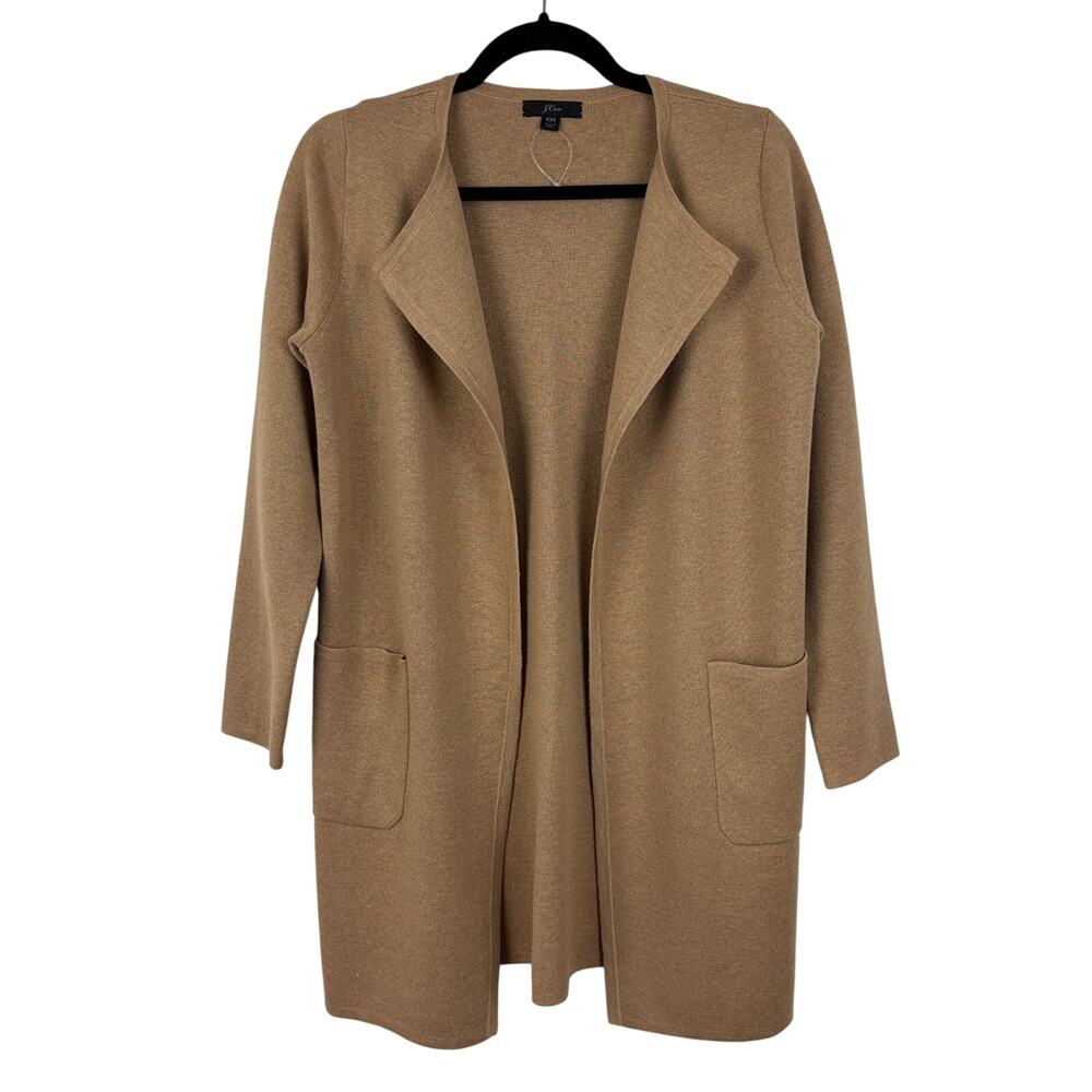 J.Crew Juliette collarless sweater-blazer XXS Khaki Camel Brown J6339 NEW *flaw